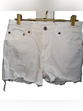 Levi’s High Rise White Distressed Hem Shorts Sz. 27